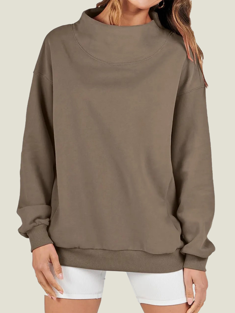Denise | Slit Mock Neck Oversized Sweatshirt
