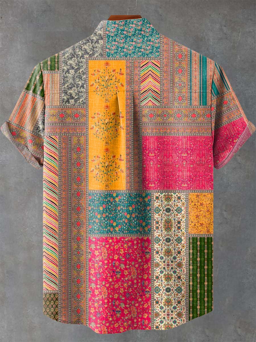 Rosalind | Patchwork Print Button-Down Shirt