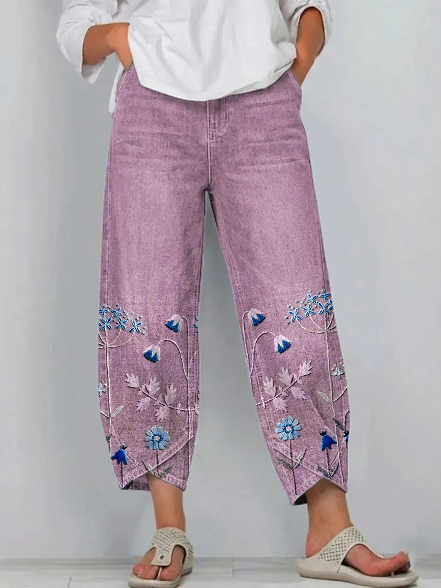 Hazel - Casual Embroidered Pants