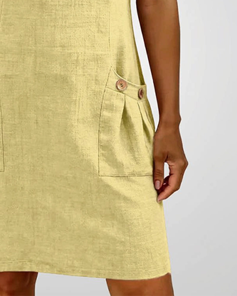 Cotton Dress with Zipper Pocket