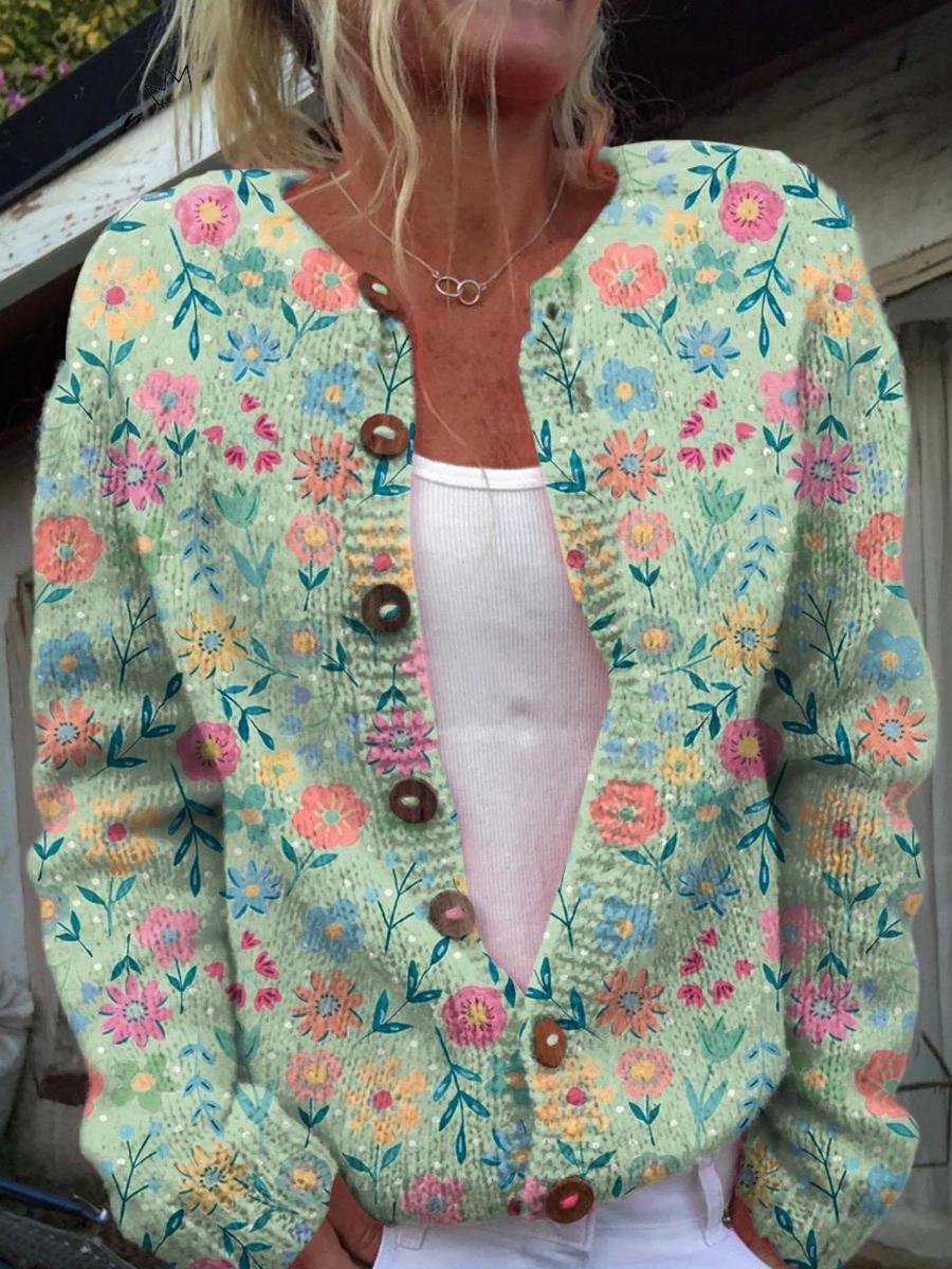 Foxfield | Women's Vintage Floral Knit Cardigan