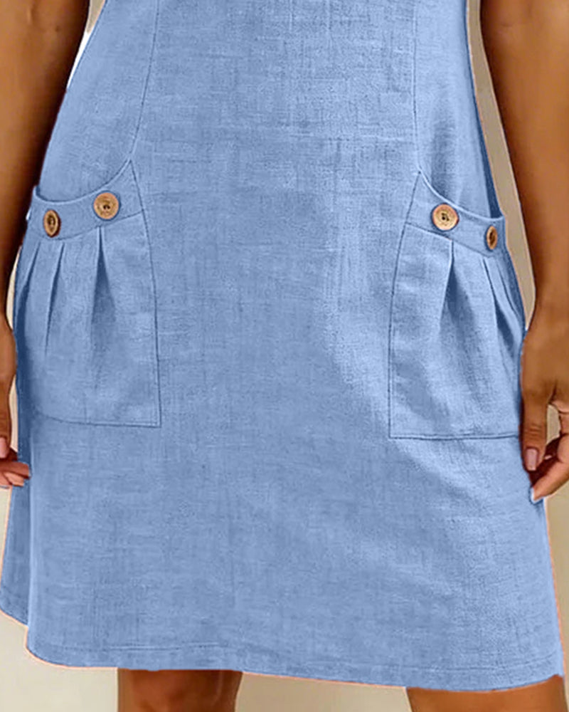Cotton Dress with Zipper Pocket