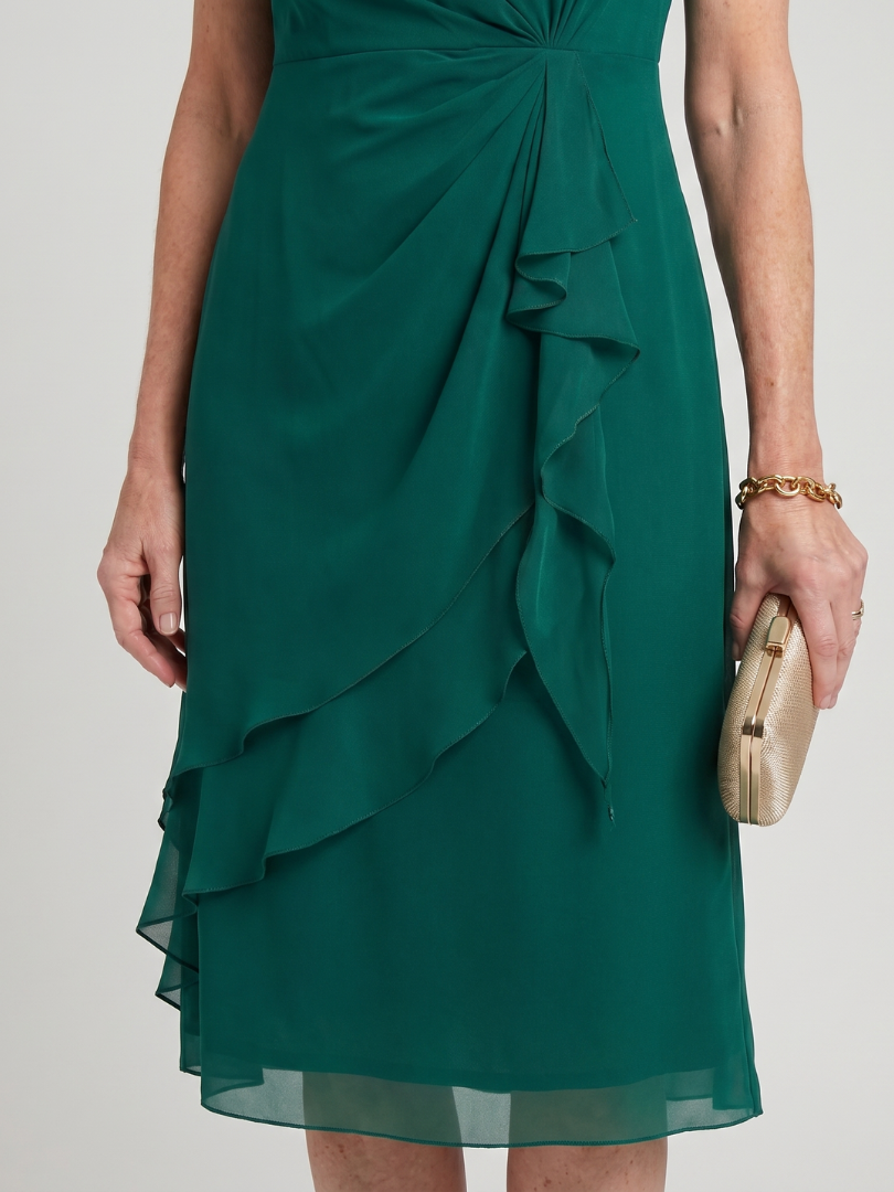 Aria™ | Twist Waist Ruffle Midi Dress