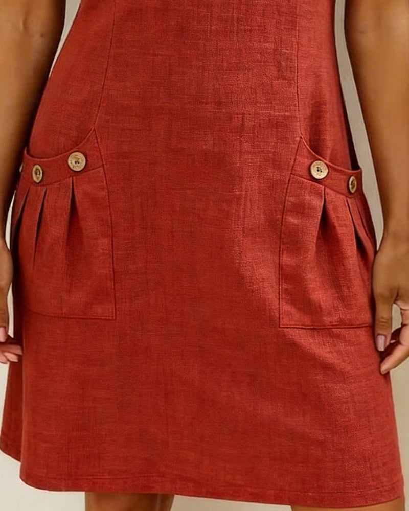 Cotton Dress with Zipper Pocket