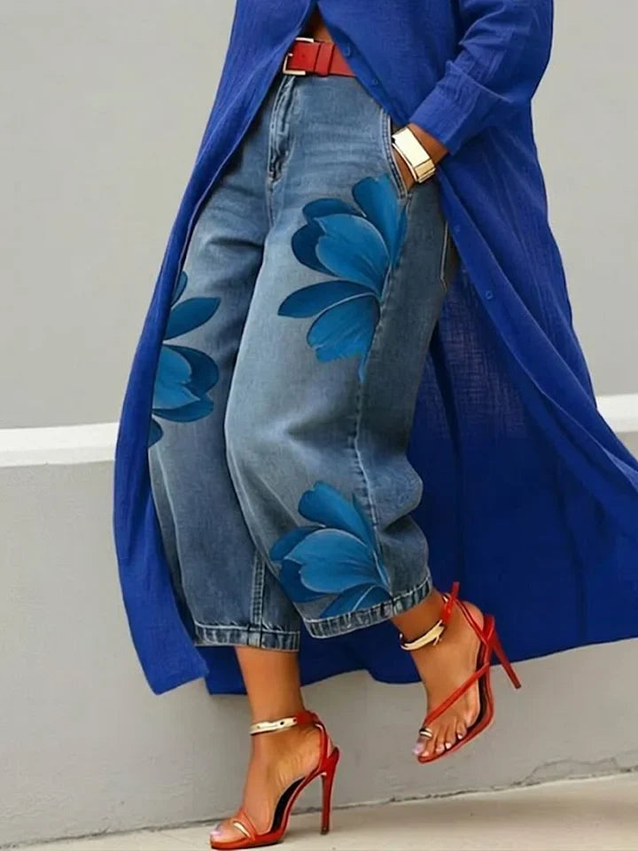 Maud | Shirt Dress and Floral Jeans Set