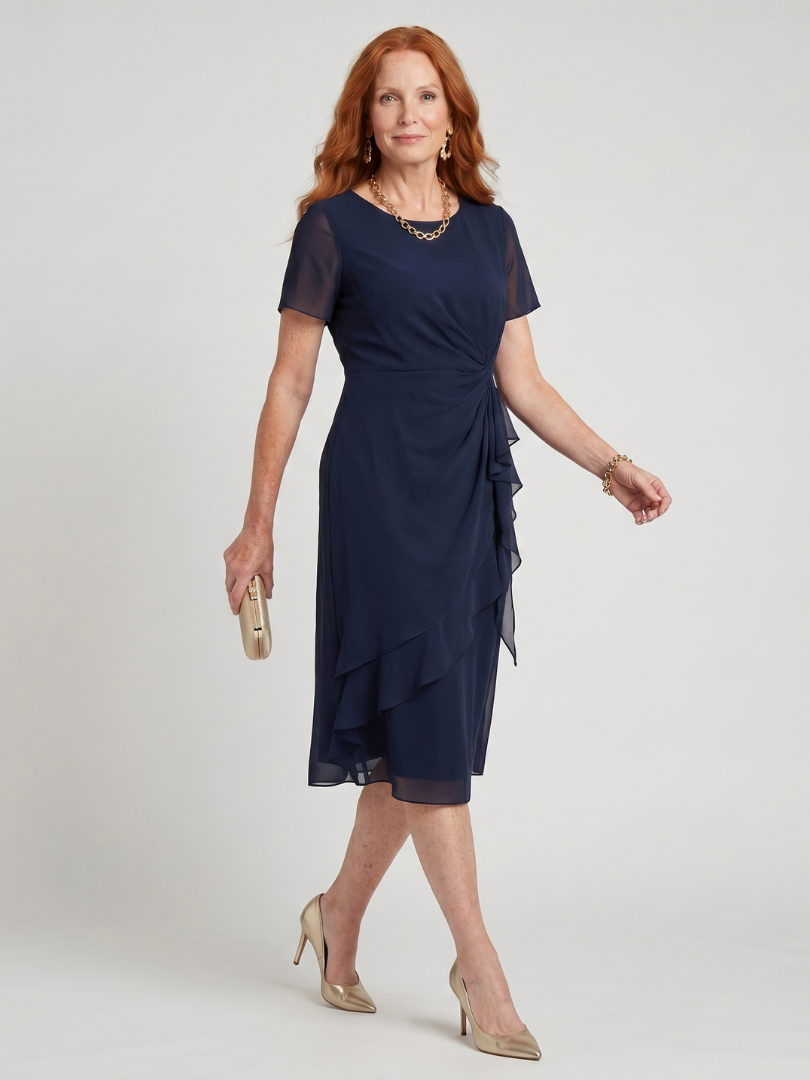 Aria™ | Twist Waist Ruffle Midi Dress