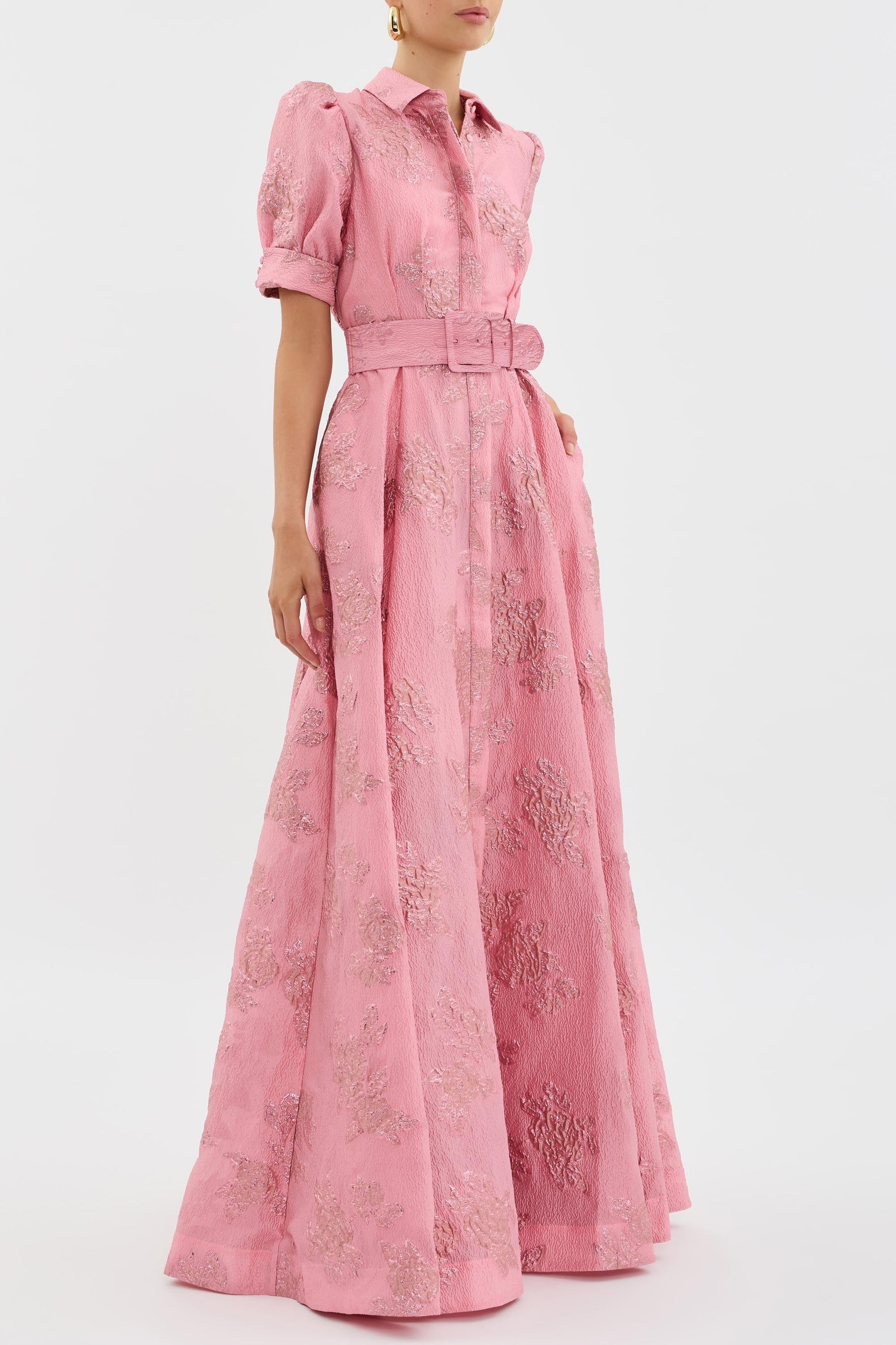 Anabella - Elegant Wedding Guest Maxi Dress with Short Puff Sleeves