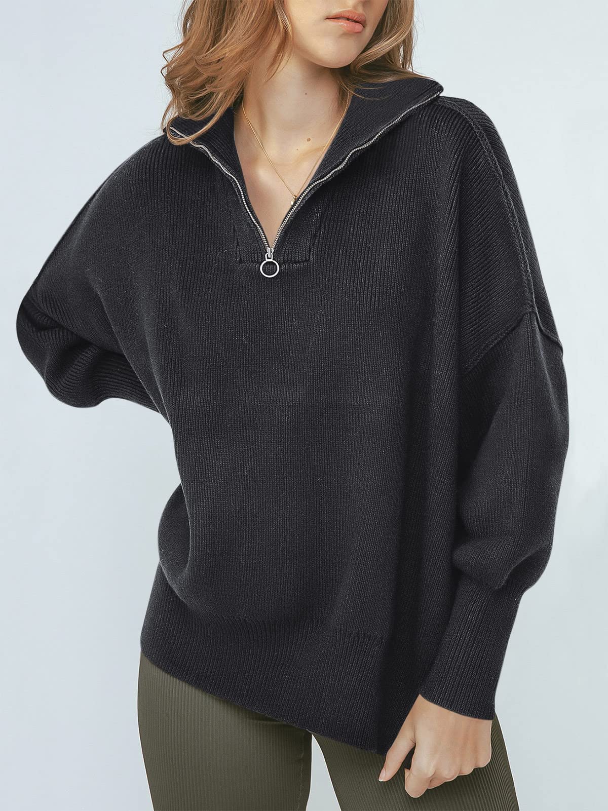 Kitty | Oversized Quarter Zip Sweater Pullover