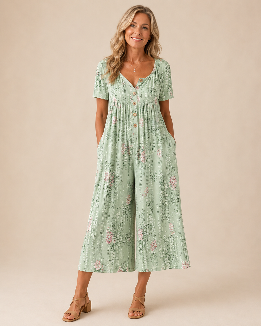 HAZEL | LEAF PRINT WIDE-LEG JUMPSUIT