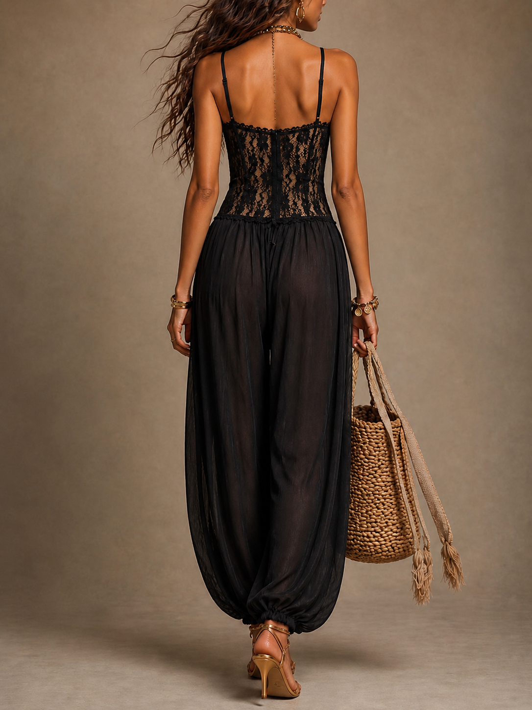 Liane - Flowing Lace Halter Jumpsuit