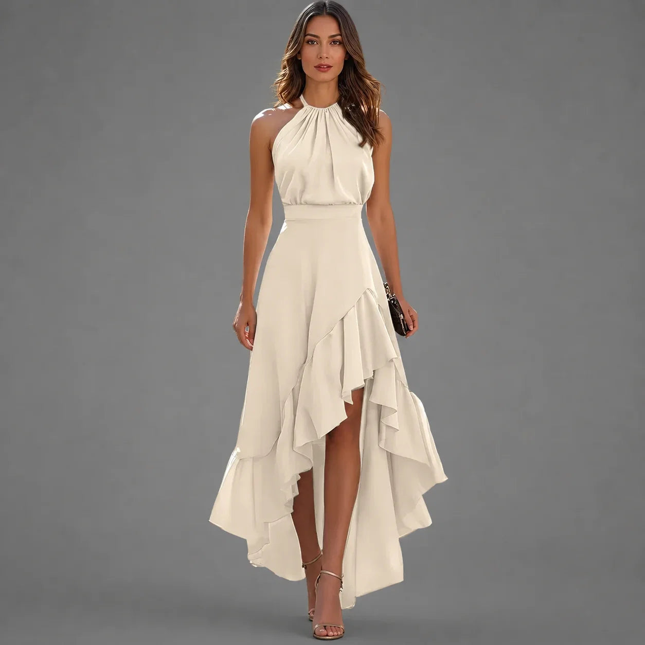 Rosalind™ | Asymmetric Halter Maxi Dress