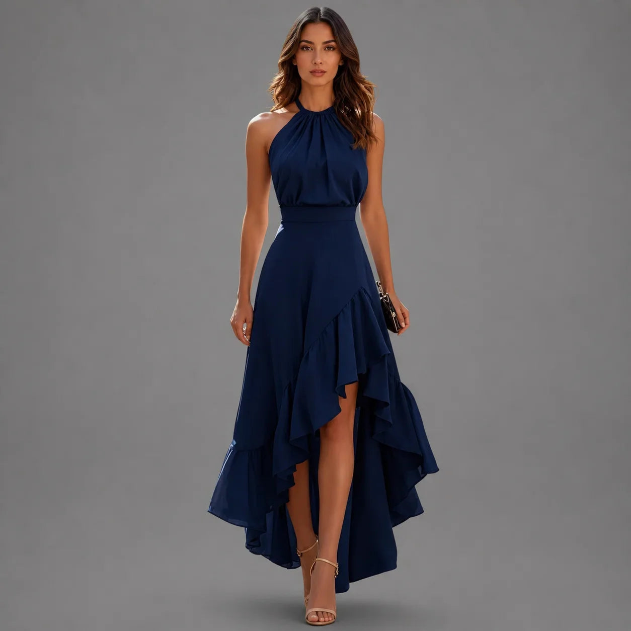 Rosalind™ | Asymmetric Halter Maxi Dress
