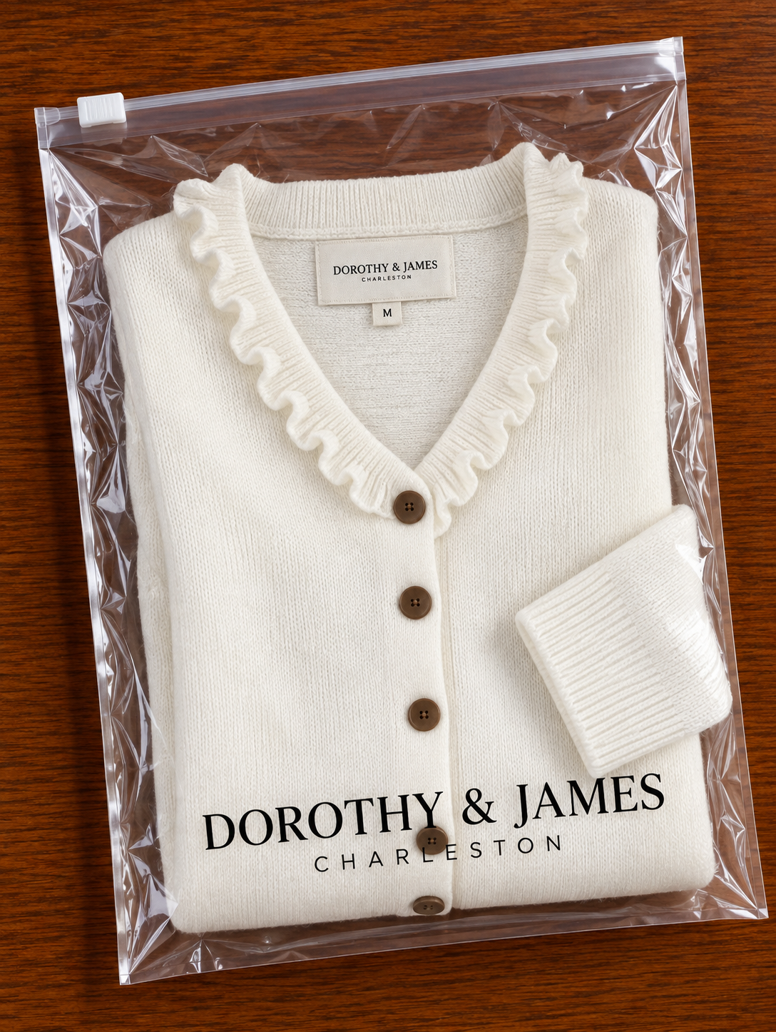 Women's Knitted Cardigan with Ruffle Collar