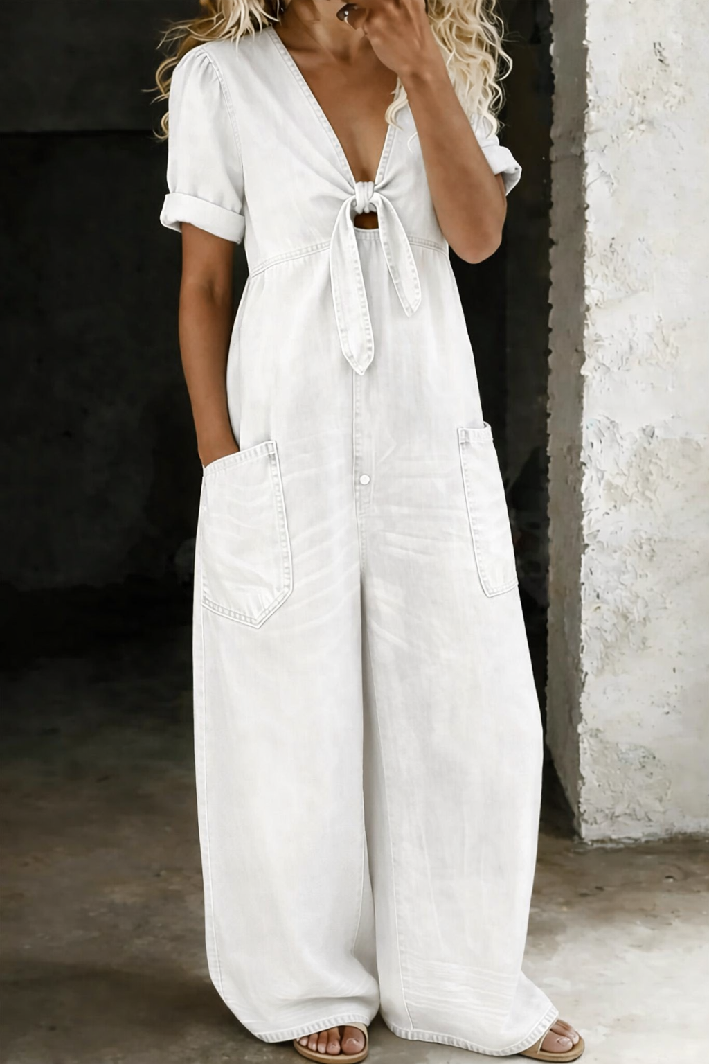 Mamma Mia Short Sleeve Denim Jumpsuit