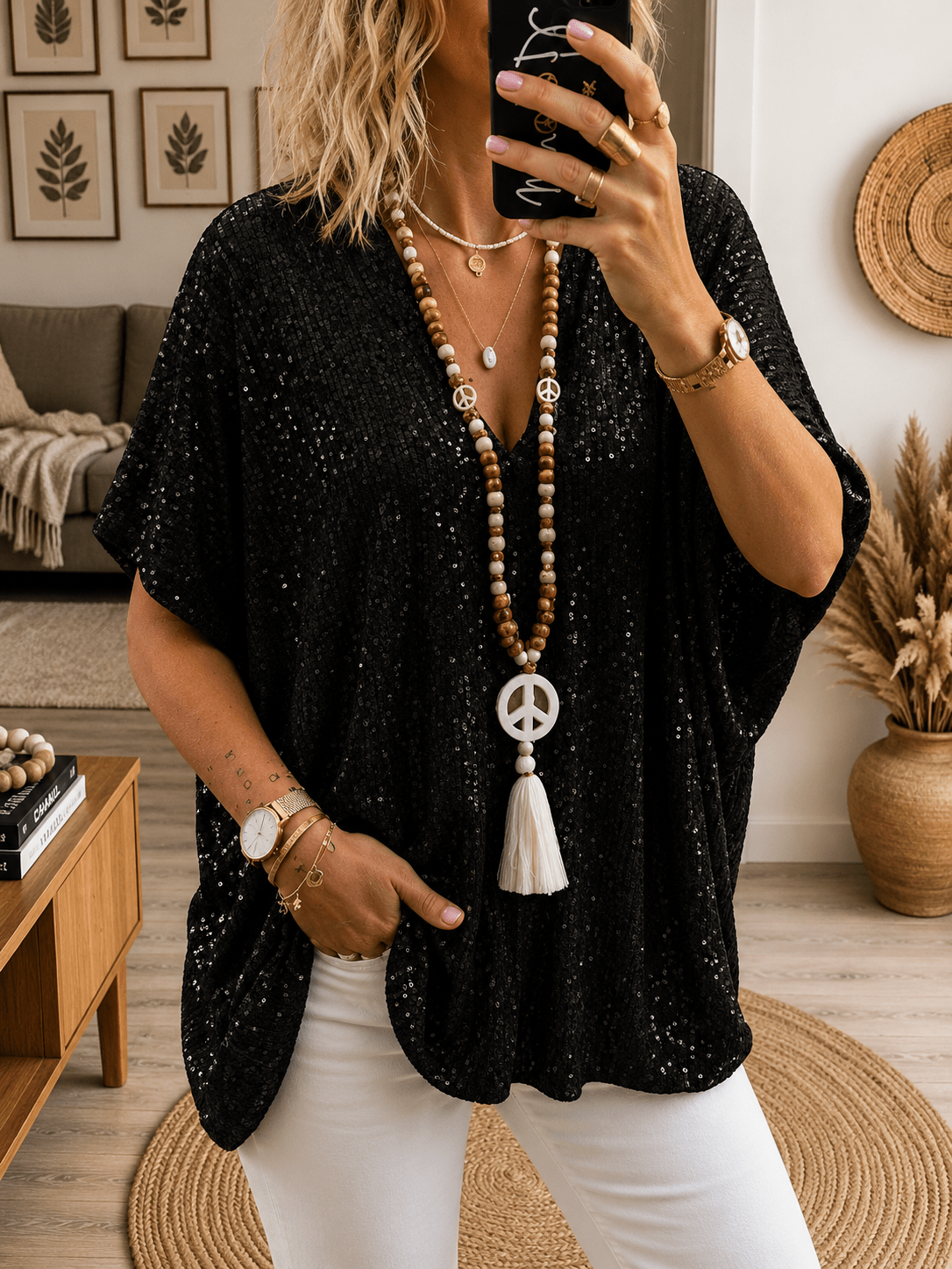 Kate | Sequin V-Neck Blouse