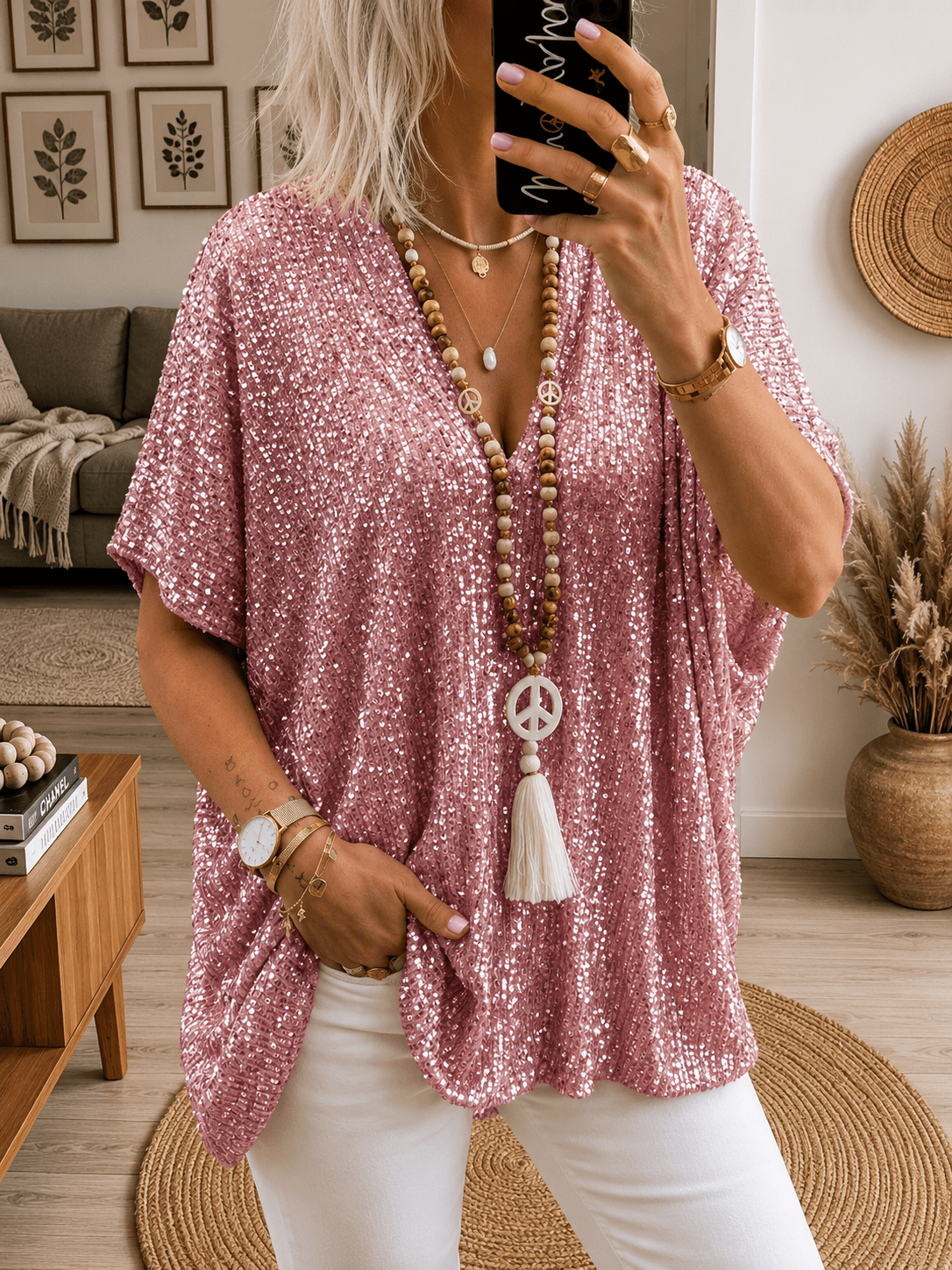 Kate | Sequin V-Neck Blouse