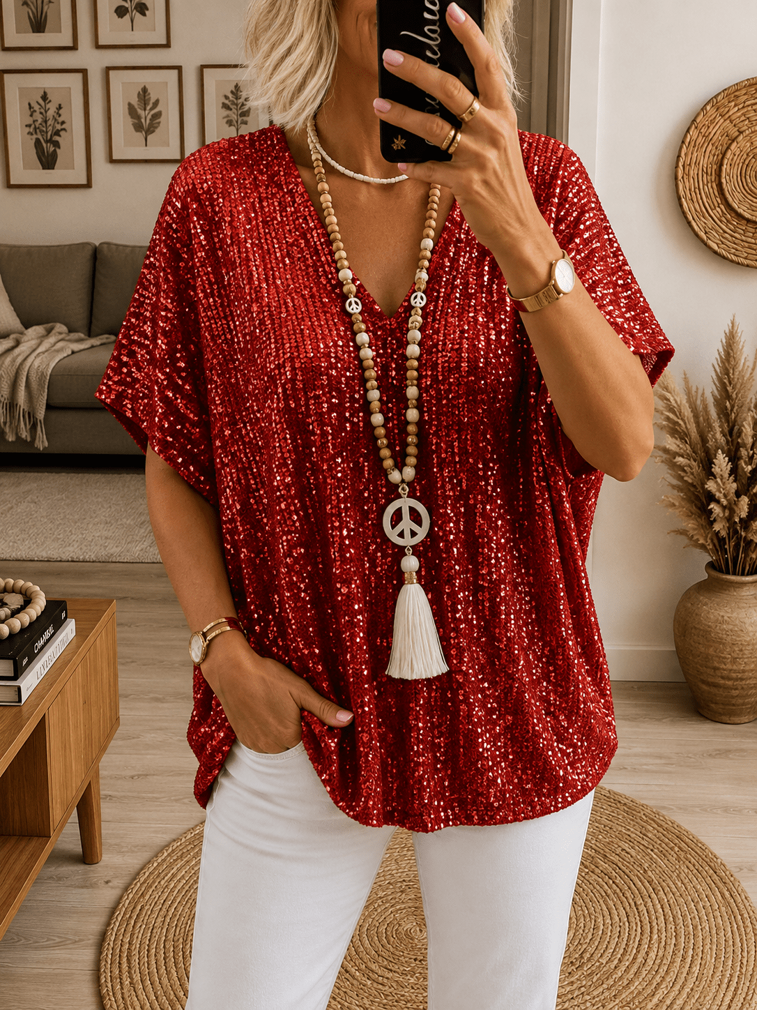 Kate | Sequin V-Neck Blouse