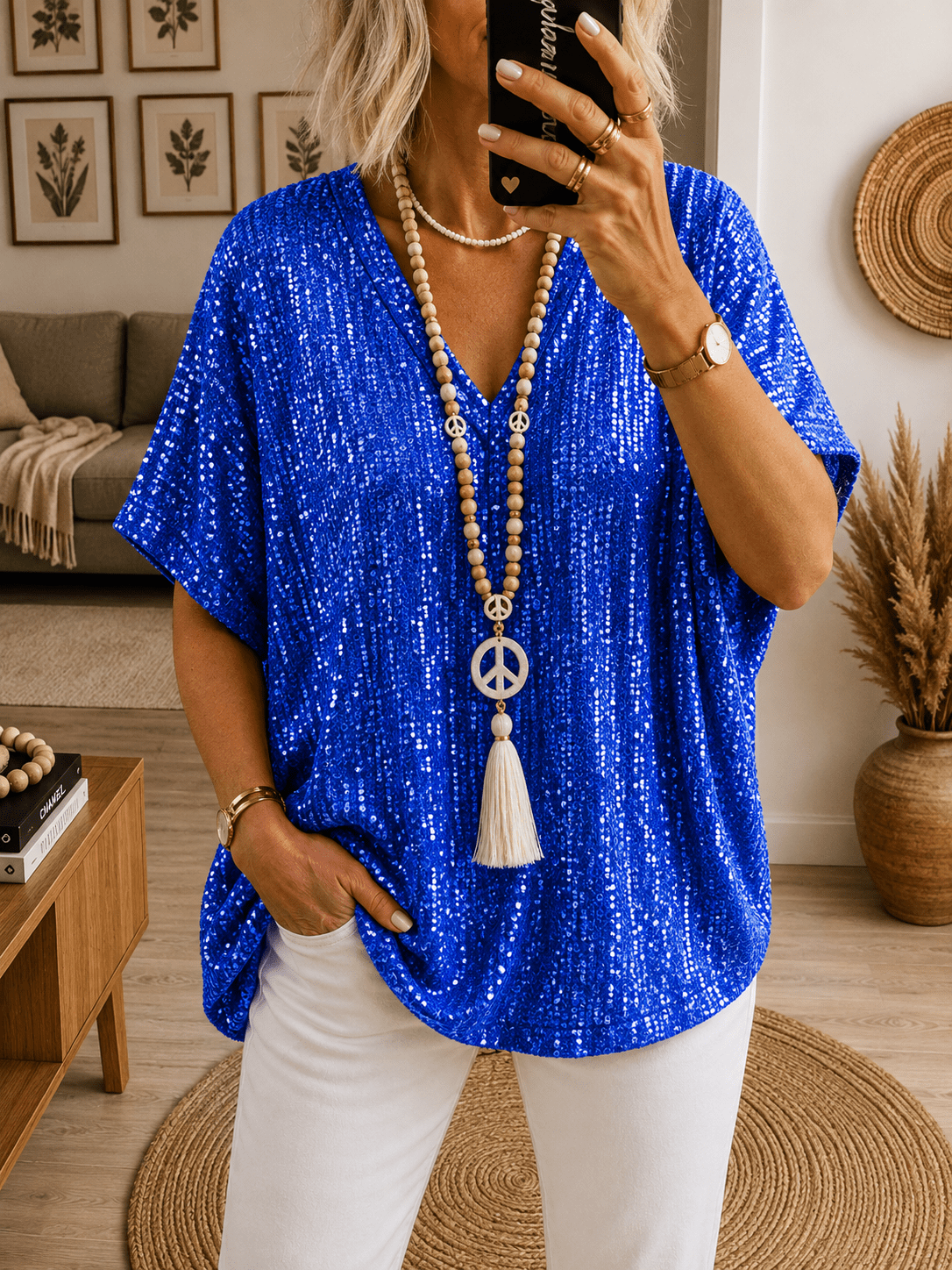 Kate | Sequin V-Neck Blouse