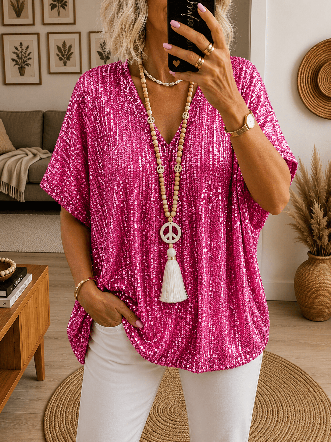 Kate | Sequin V-Neck Blouse