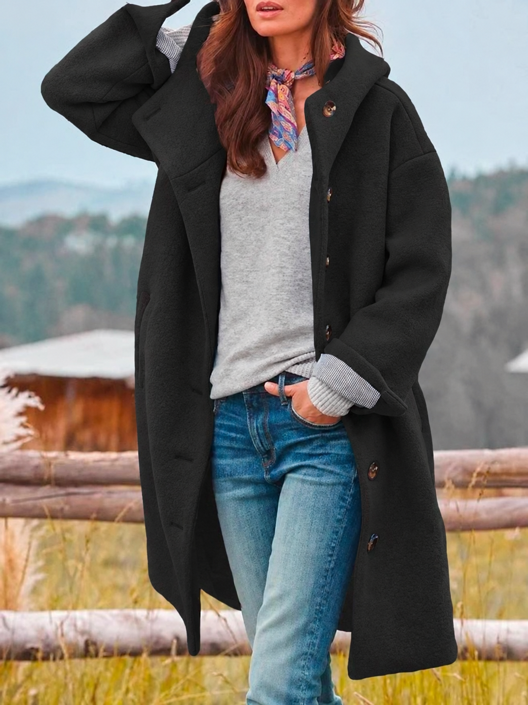 Camille | Women's Hooded Button-Front Coat