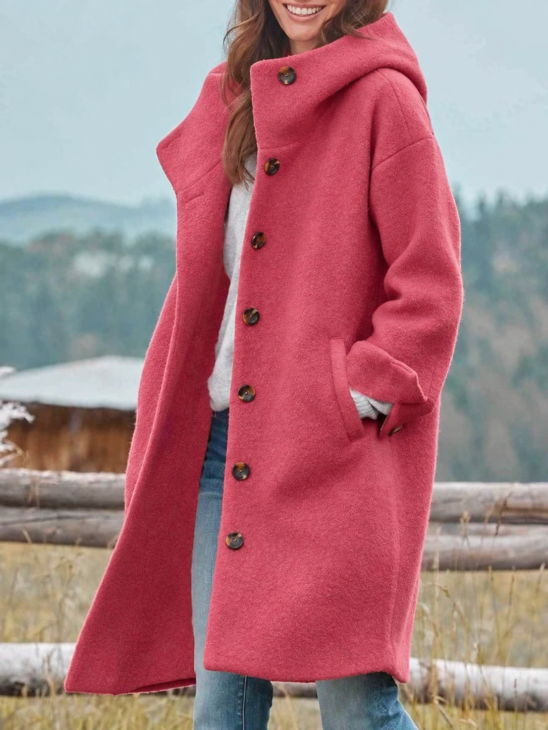 Camille | Women's Hooded Button-Front Coat