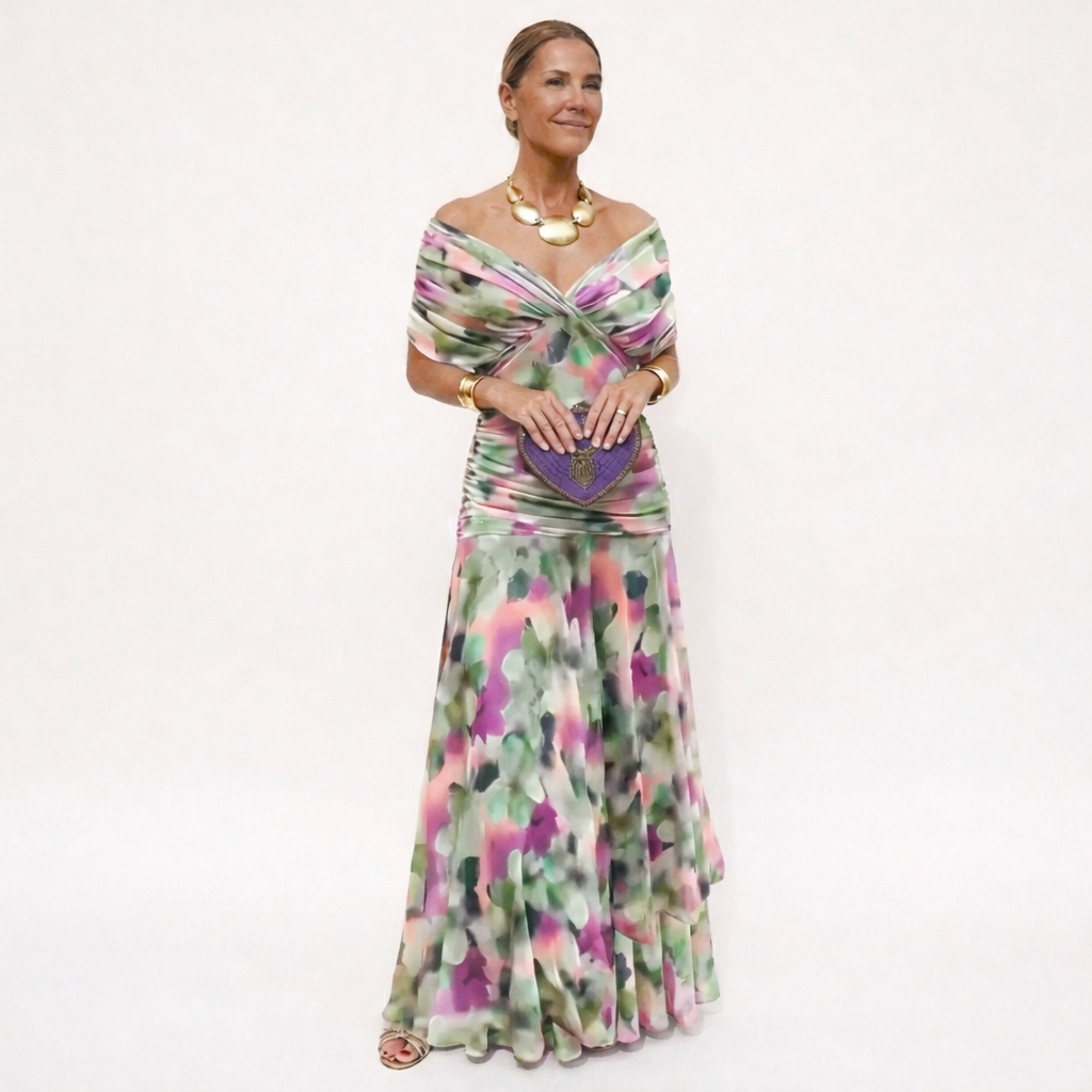 Velora™ | Long Floral Dress with V-Neck