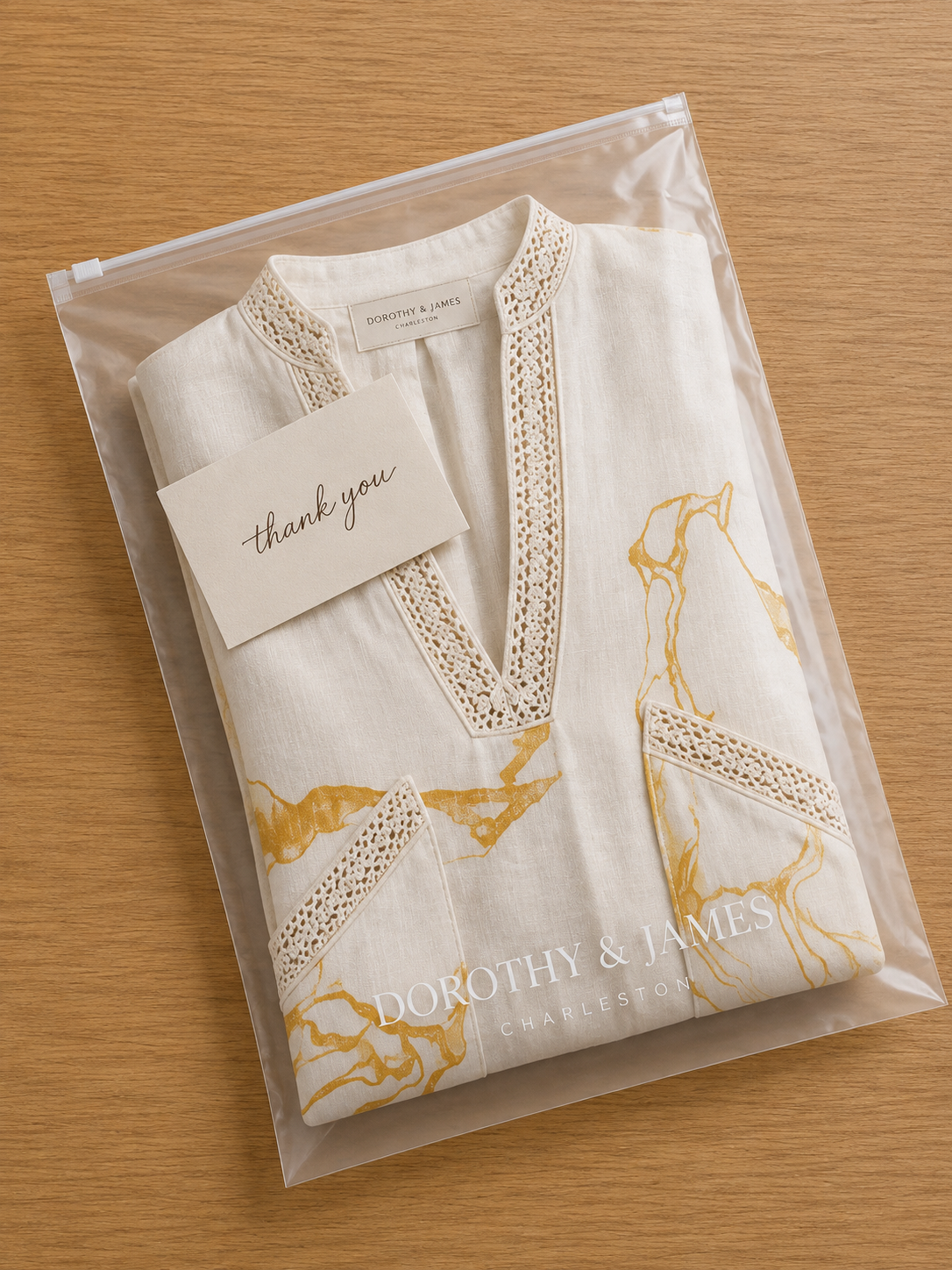 Aliénor | Ivory Mini Dress Featuring Golden Crochet Lace and V-Neck Design