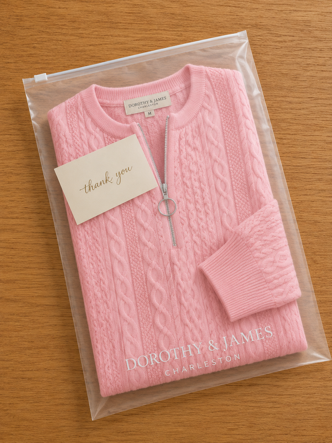 Amalie - Ladies' zip-up cable knit jumper