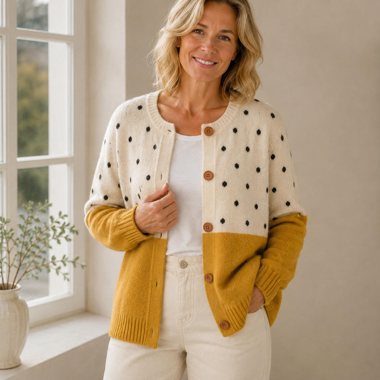 Monique | Yellow Button Cardigan
