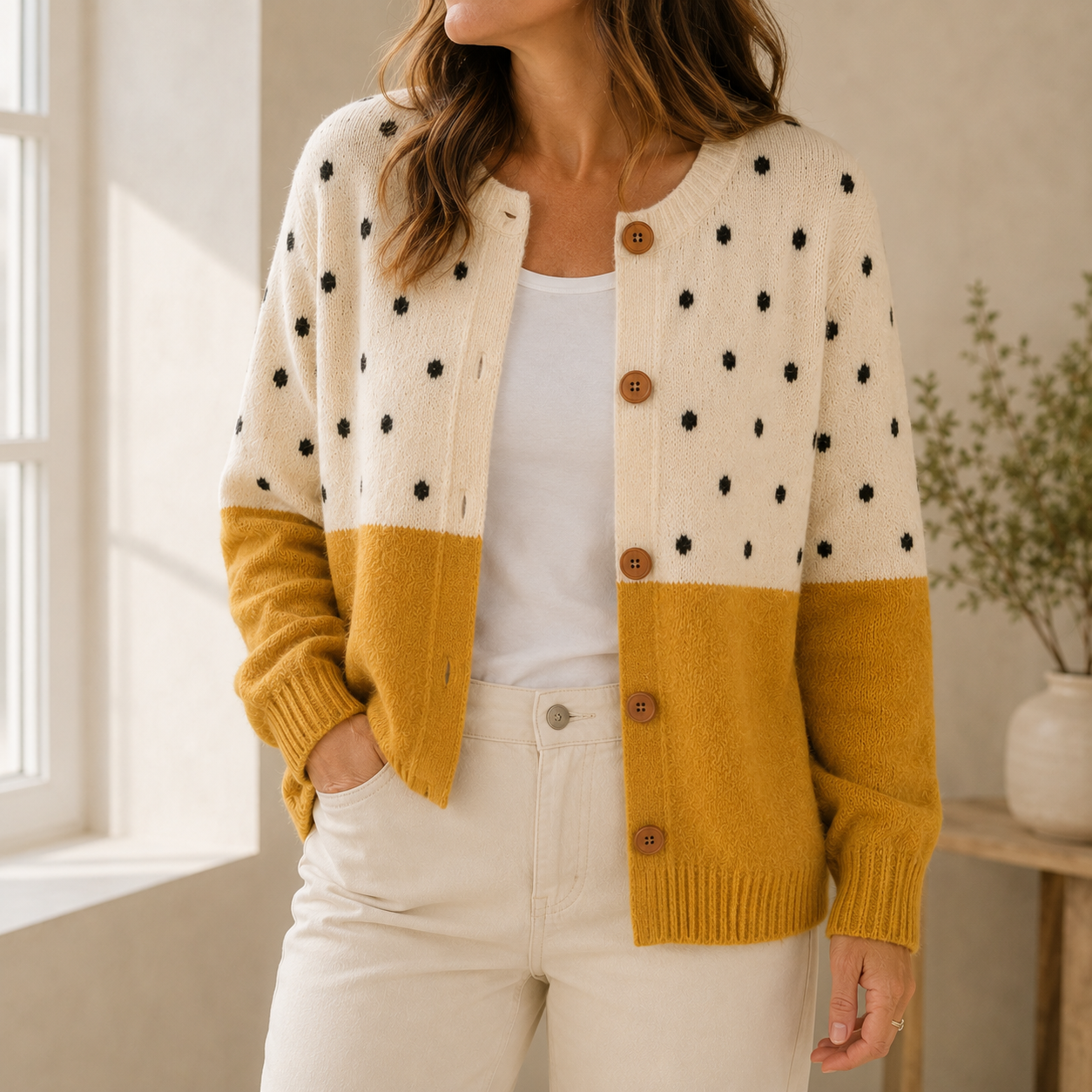 Monique | Yellow Button Cardigan