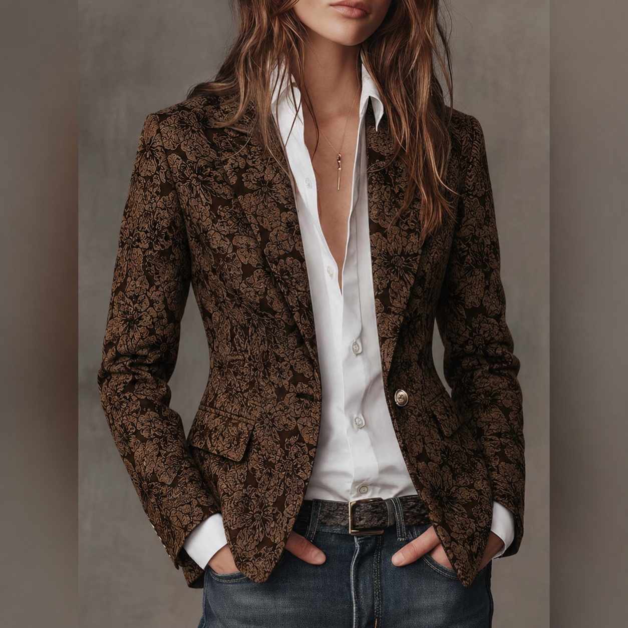 Women’s Paisley Jacquard Fitted Blazer