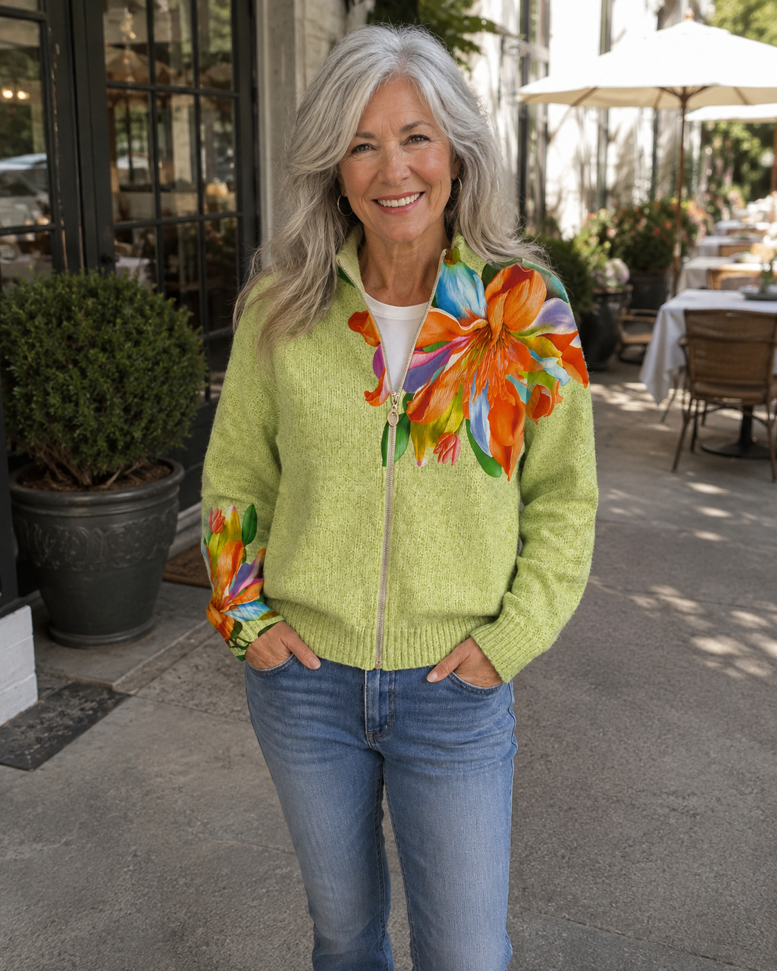 Ophelia | Tropical Lily Zip Cardigan