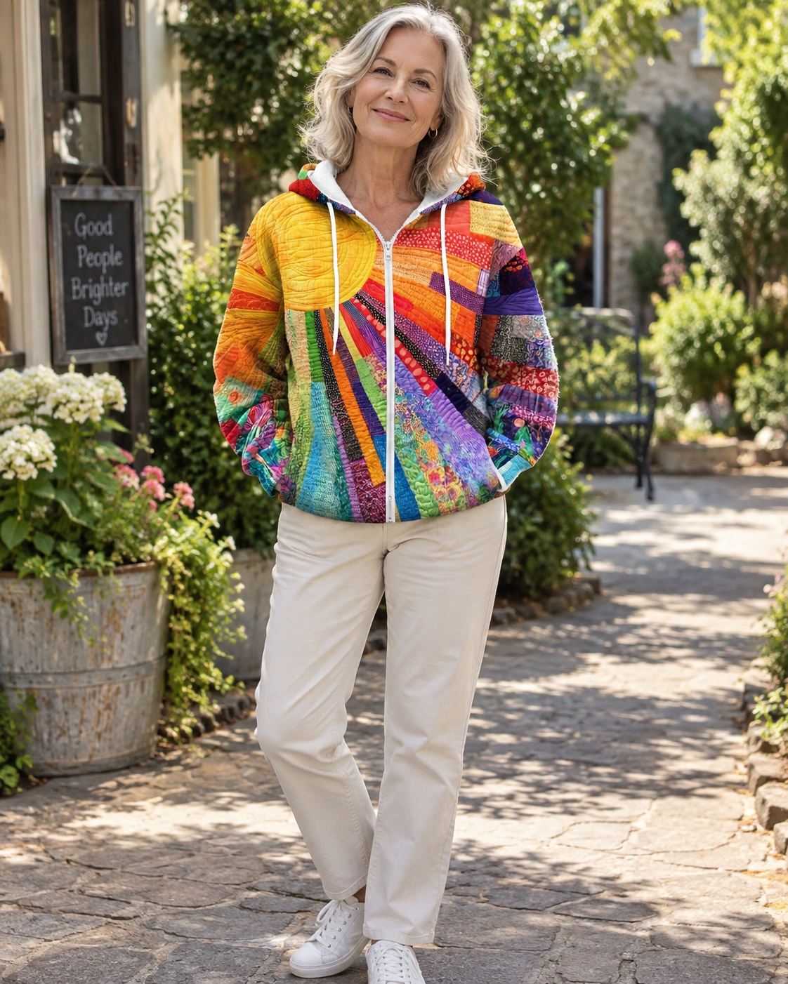 Rhealyn | Sunburst Print Open-Front Jacket