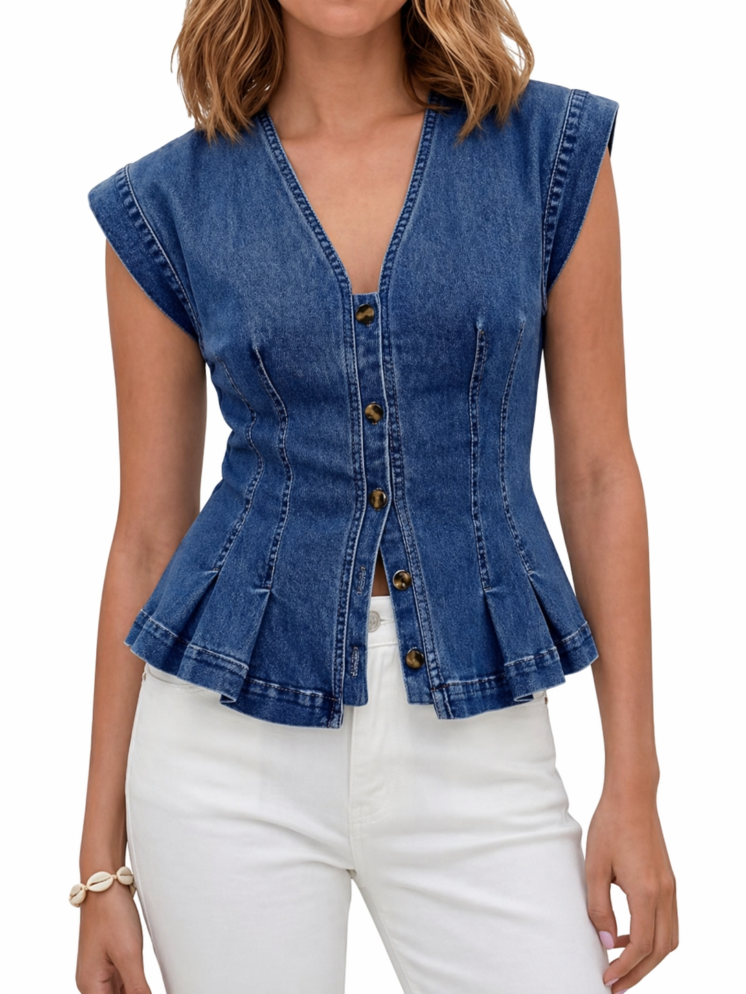 Viera | V-Neck Denim Top