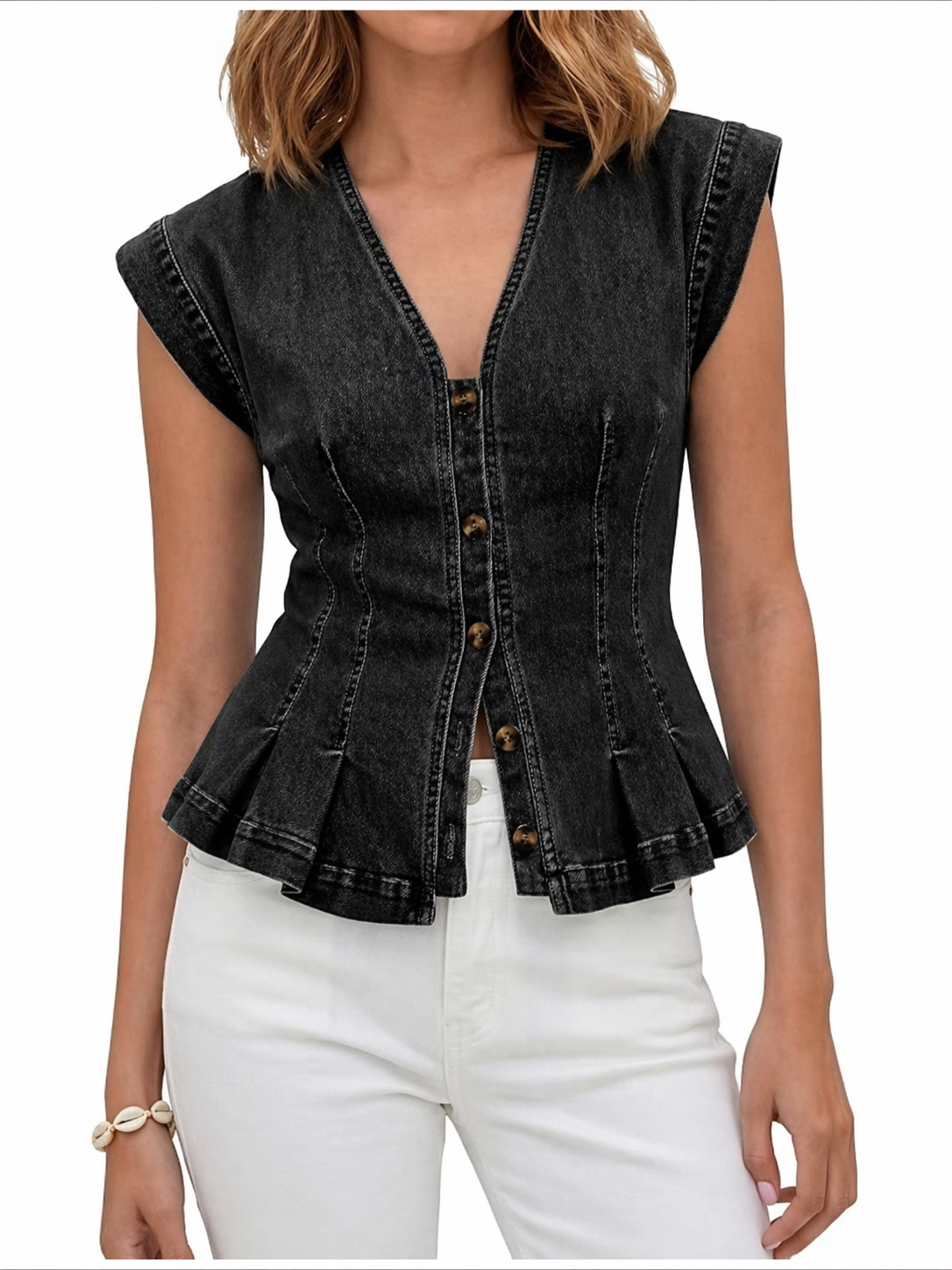 VIERA™ - DENIM V-NECK TOP