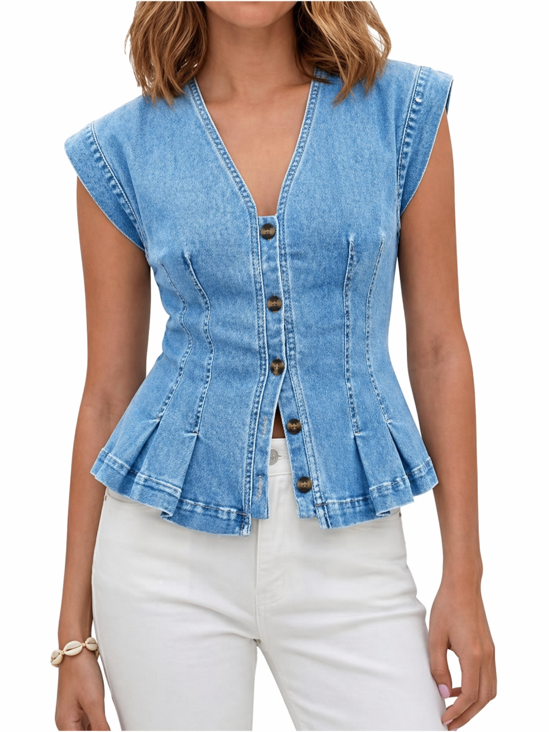 VIERA™ - DENIM V-NECK TOP
