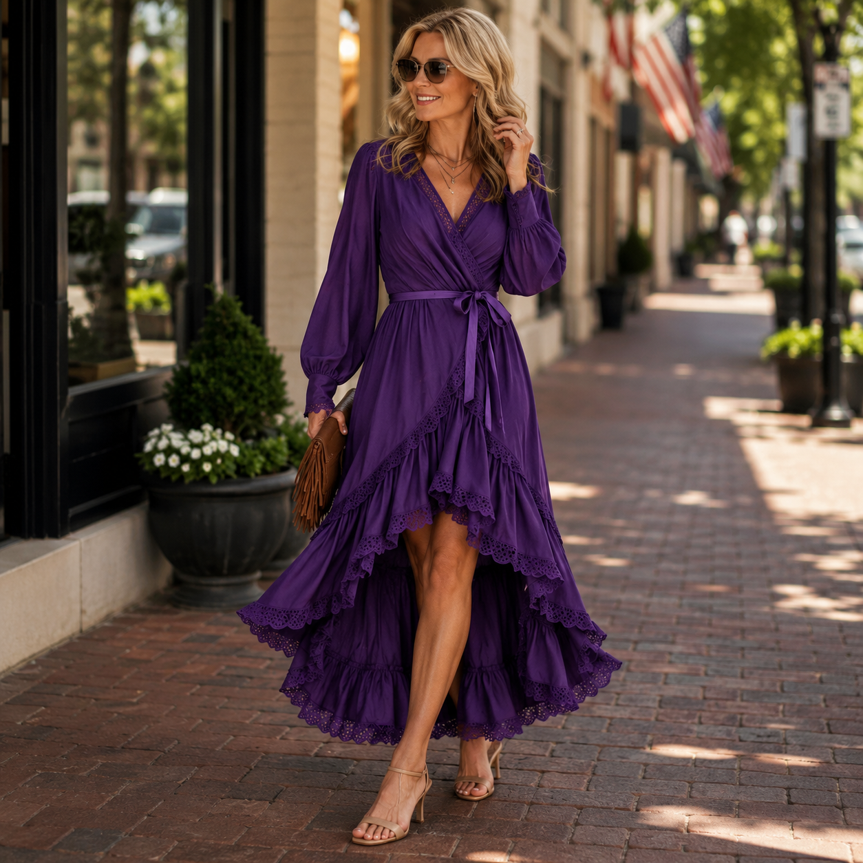 Azi | Tiered Ruffle Wrap Dress