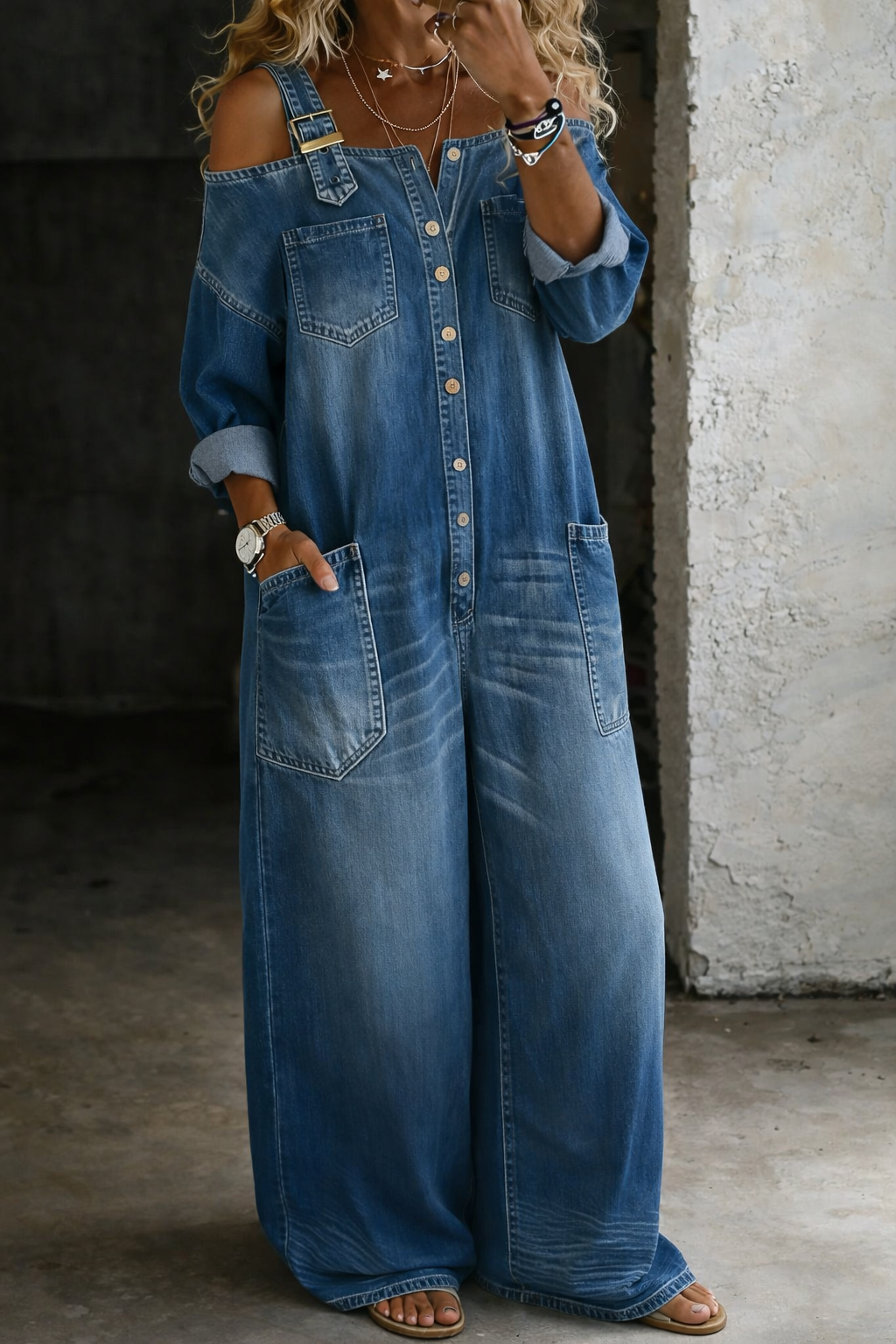 Gloria | Relaxed Cold-Shoulder Jumpsuit