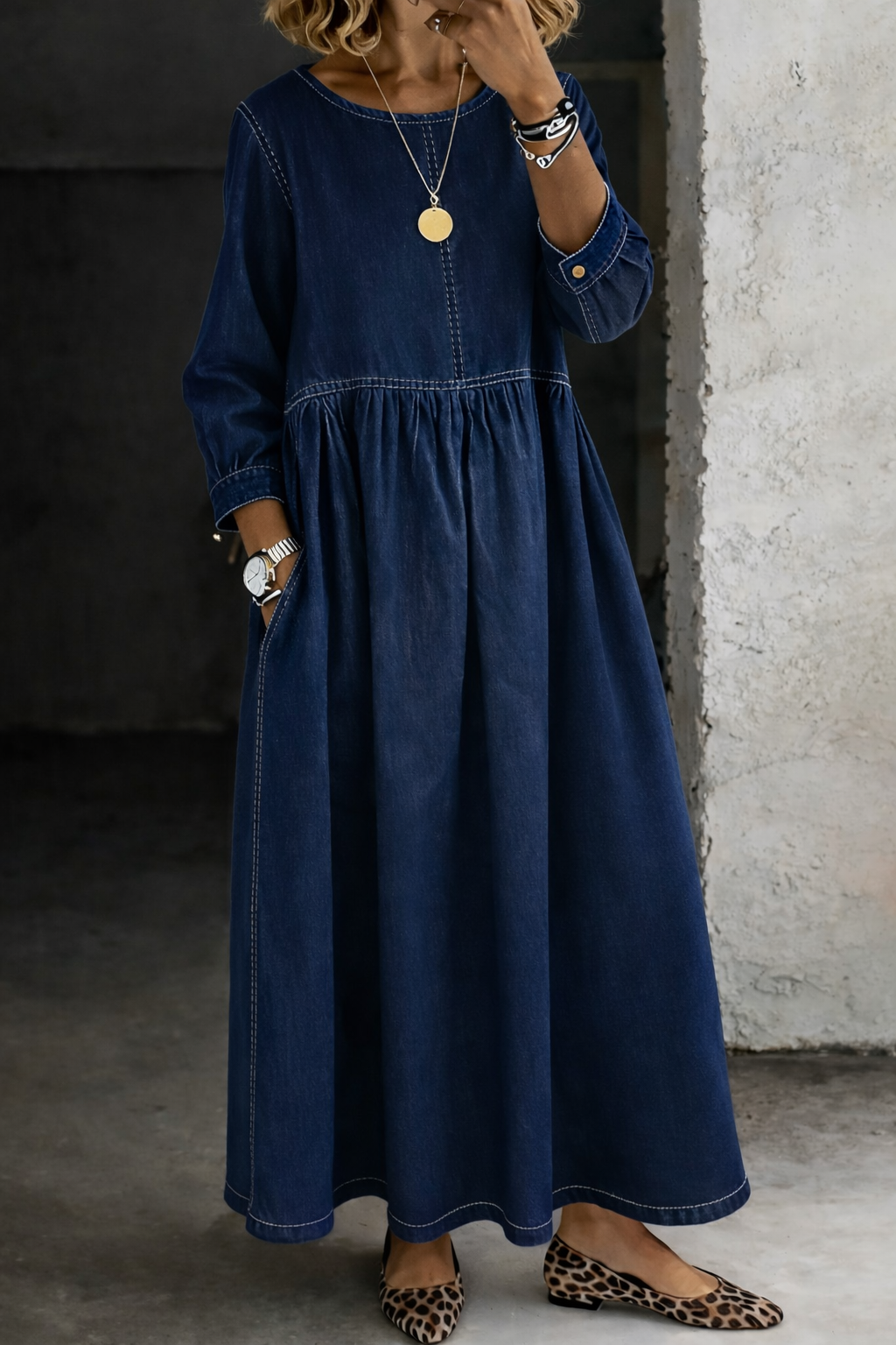 Anna™ | Vintage Denim Maxi Dress