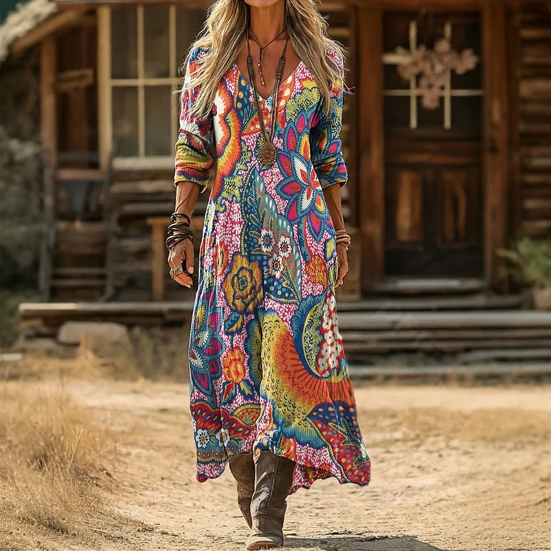 Evelyn | Vintage-Inspired Long Sleeve Casual Dress