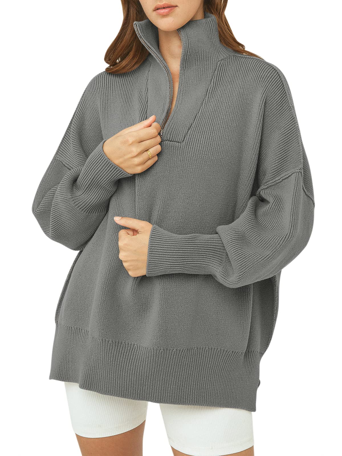 Kitty | Oversized Quarter Zip Sweater Pullover