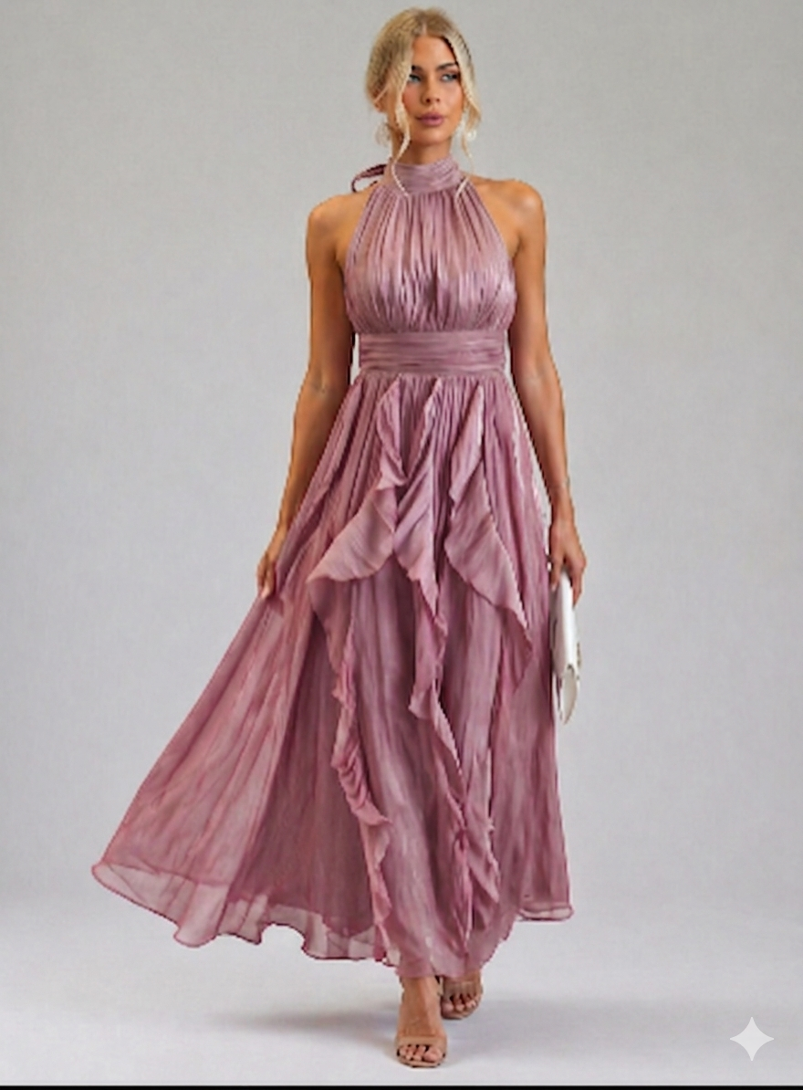 Celestia | Ruffled Halter Maxi Dress