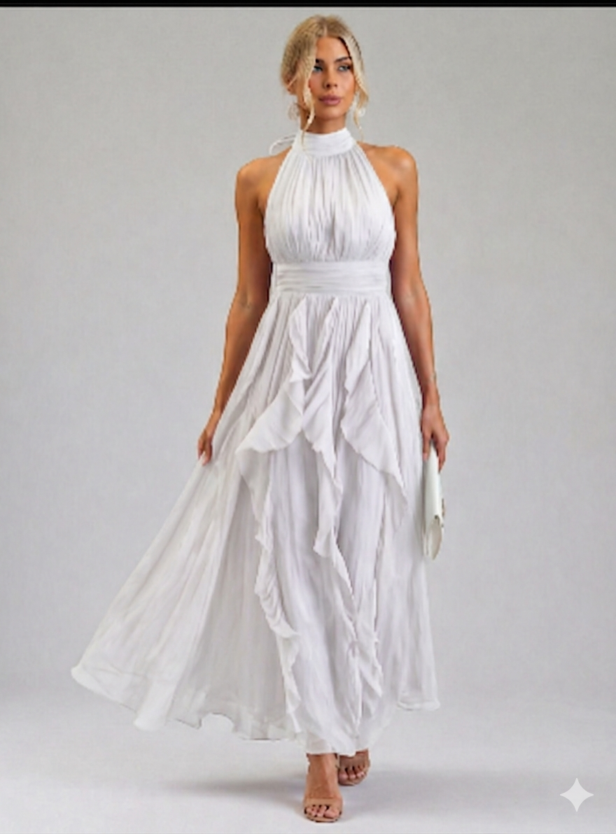 Celestia | Ruffled Halter Maxi Dress