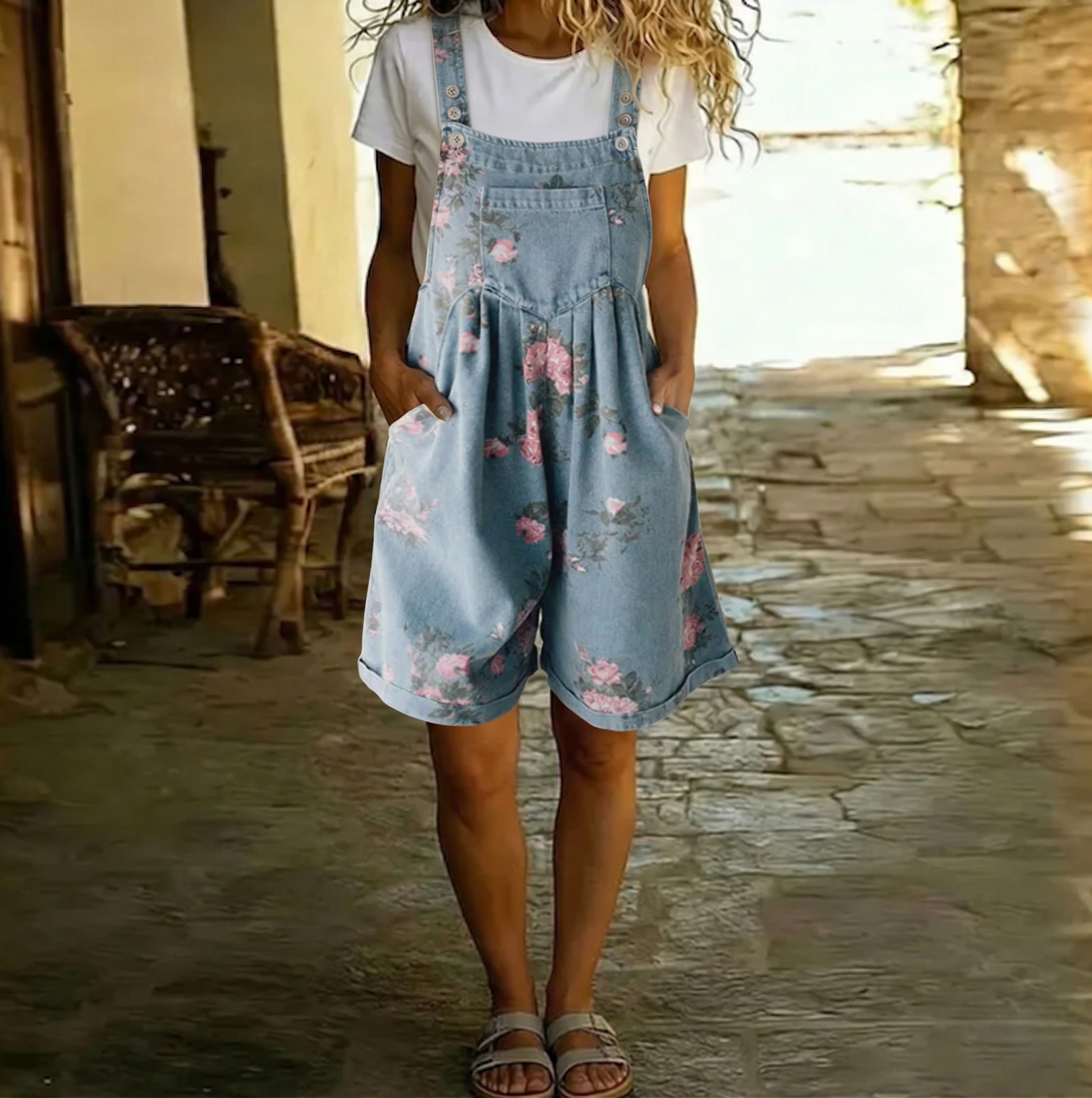 Opal | Relaxed Floral Overalls