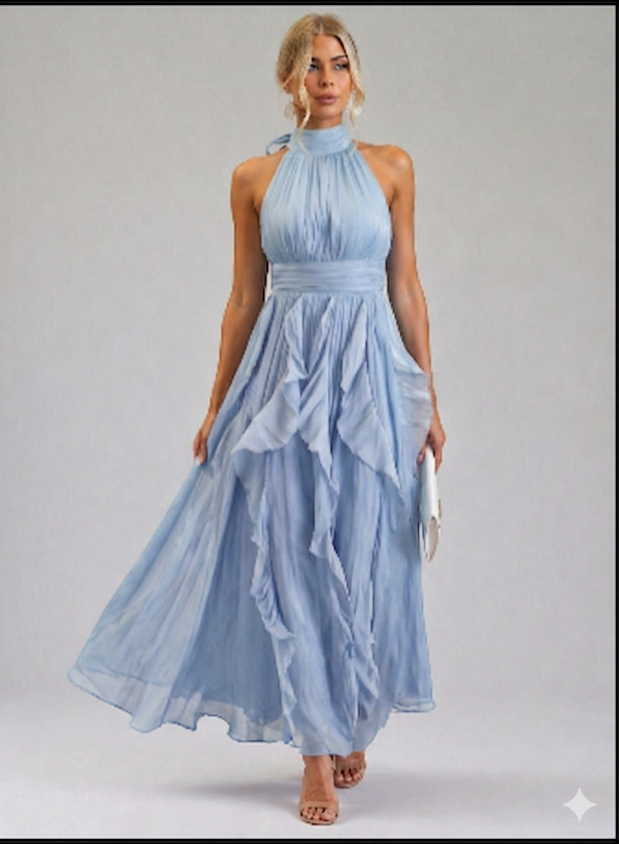 Celestia | Ruffled Halter Maxi Dress