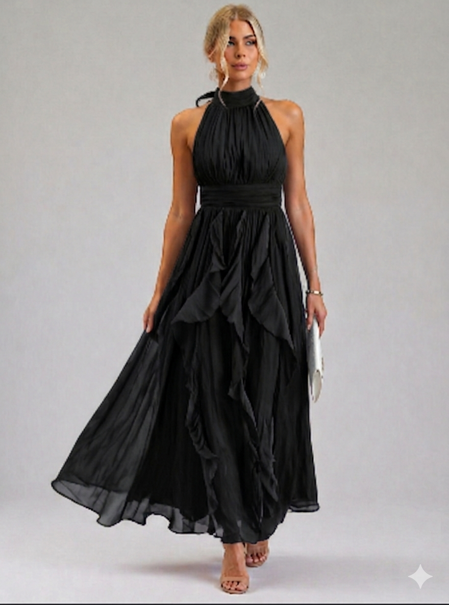 Celestia | Ruffled Halter Maxi Dress