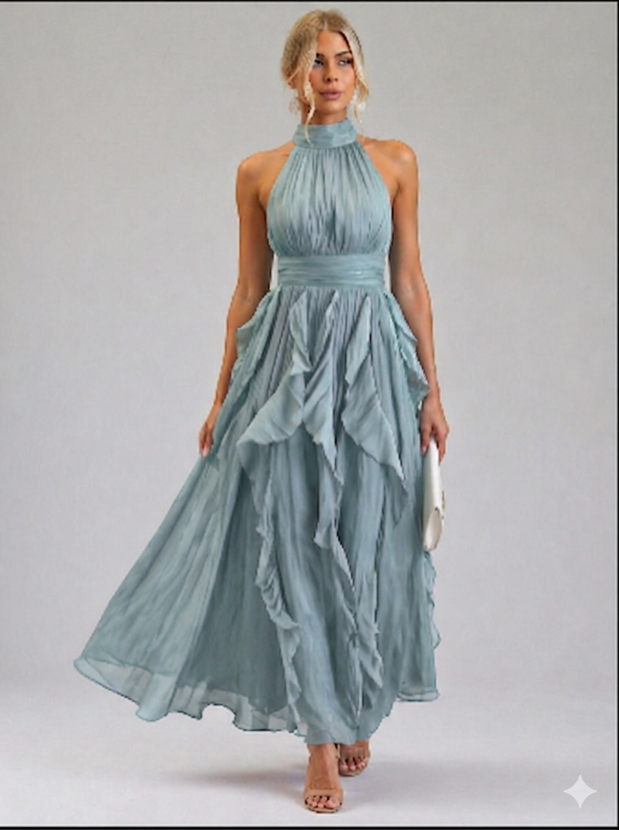 Celestia | Ruffled Halter Maxi Dress