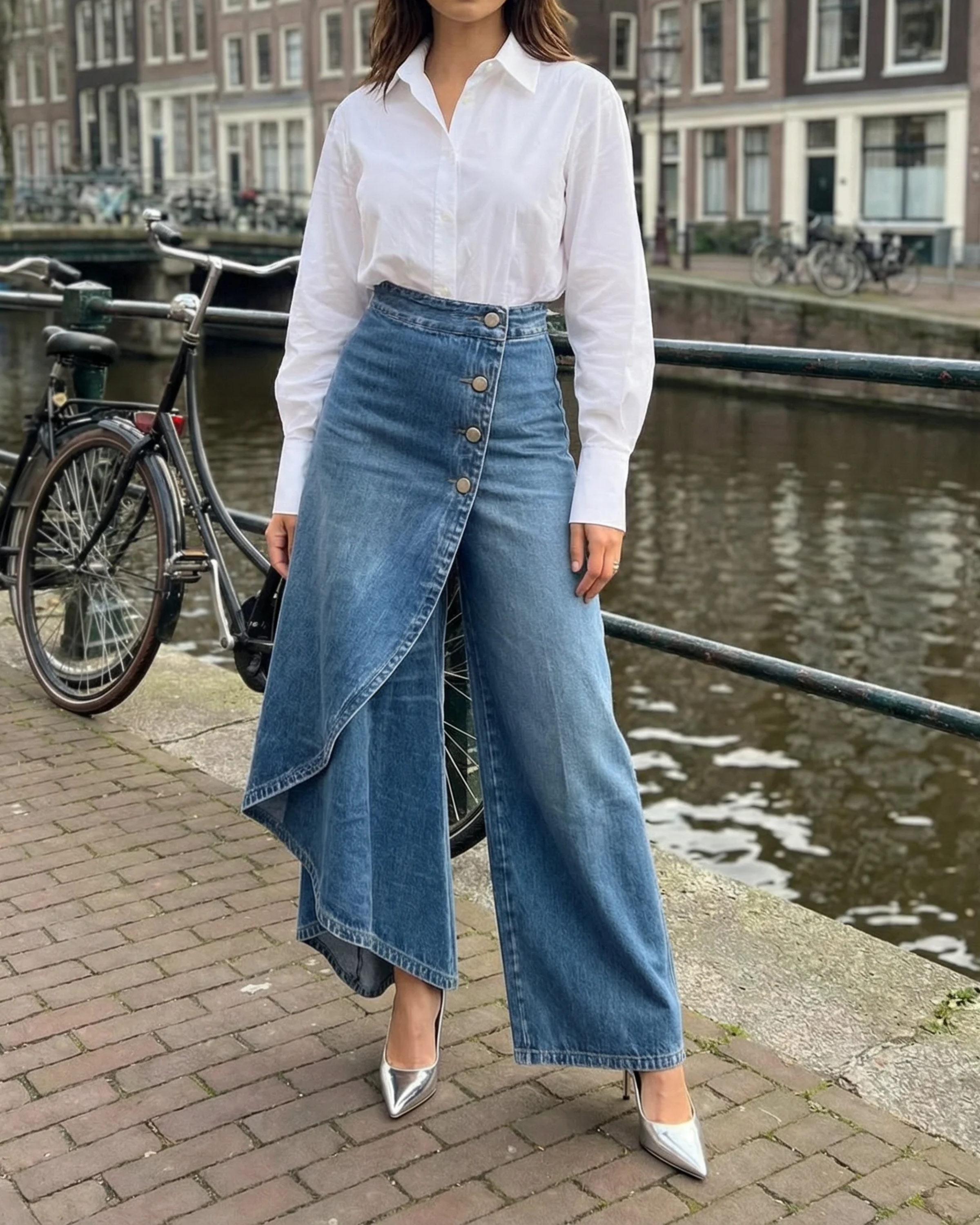 Calvra™ | Denim Wrap Trousers