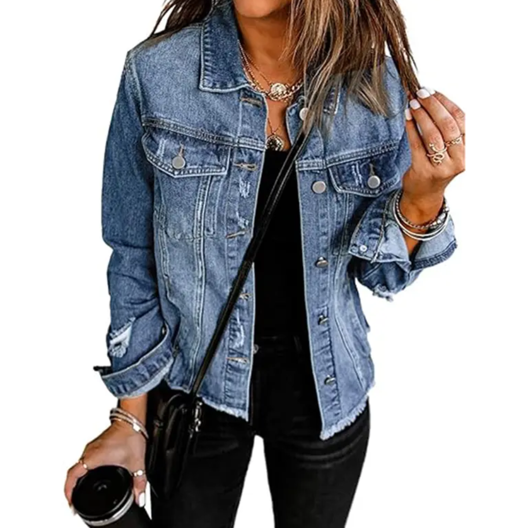 Miley - Distressed Denim Jacket