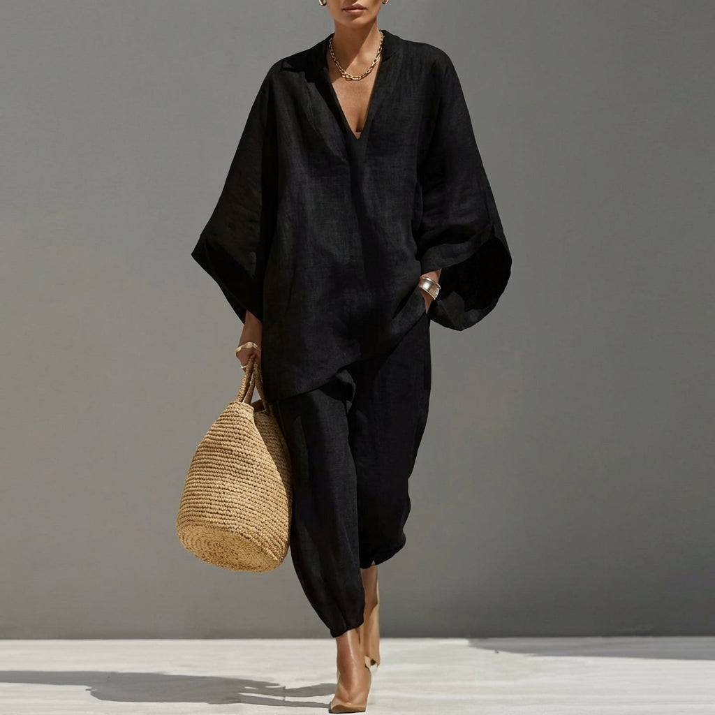 Marina | Women's Casual Two-Piece Set with V-Neck
